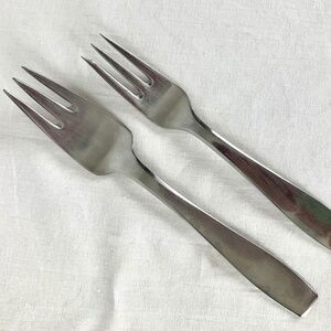 Georg Jensen Plata Salad and Pastry Forks 3 Tines Danish Modern MCM Vintage